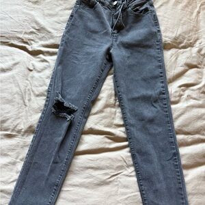 Gray Distressed Women's Jeans